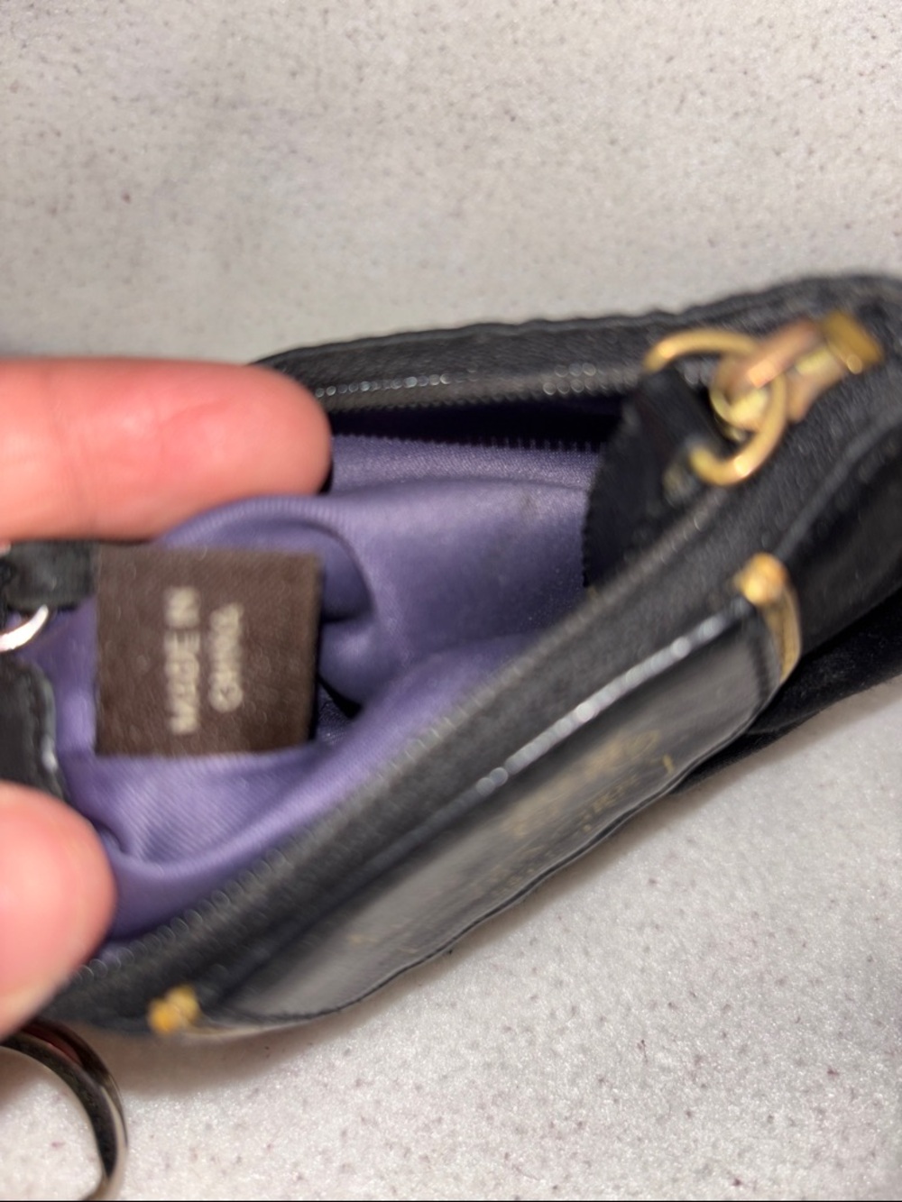Coach Black Satin Coin Pouch with Gold Accents - Picture 5 of 7